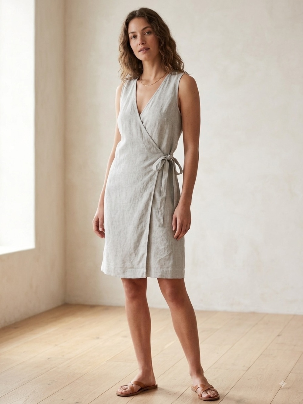 Arc'teryx Vaseux Light Gray Linen Wrap Dress